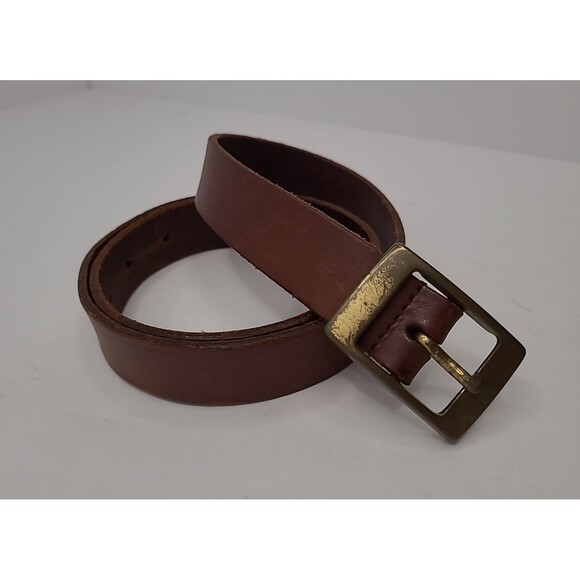 Cole Haan Womens Brown Leather Belt Size Large Made in USA Minimalist Preppy - Picture 2 of 8